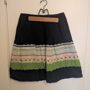 Talbots Navy Blue And White Knee-Length A-Line Skirt